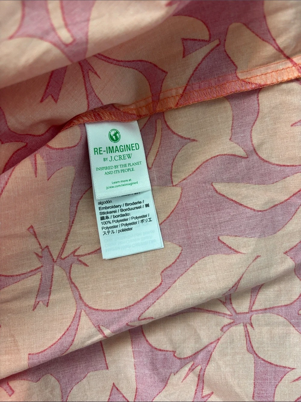 J. Crew Floral V-Neck Midi Dress in Orange & Pink